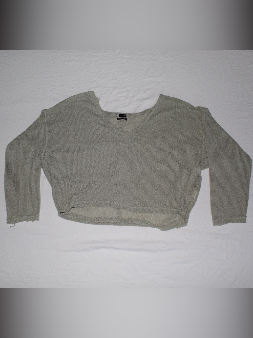 Urban Outfitters Light Sage V-Neck Cropped Sweater
